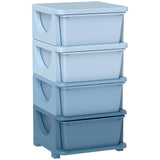 Kids Storage Unit 4 Drawer Chest Tower Plastic Children's Bedroom Playroom Organiser 37x37x76cm Cream