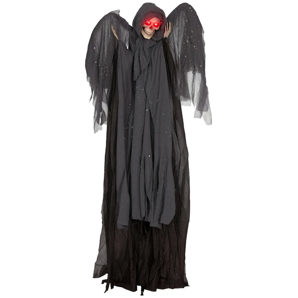 Winged grim reaper animatronic prop 195cm tall with red eyes