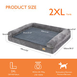 Extra Large Sofa Style Dog Bed with Bolster M-2XL Sizes Waterproof Cover Sponge Foam Base for Big Dogs