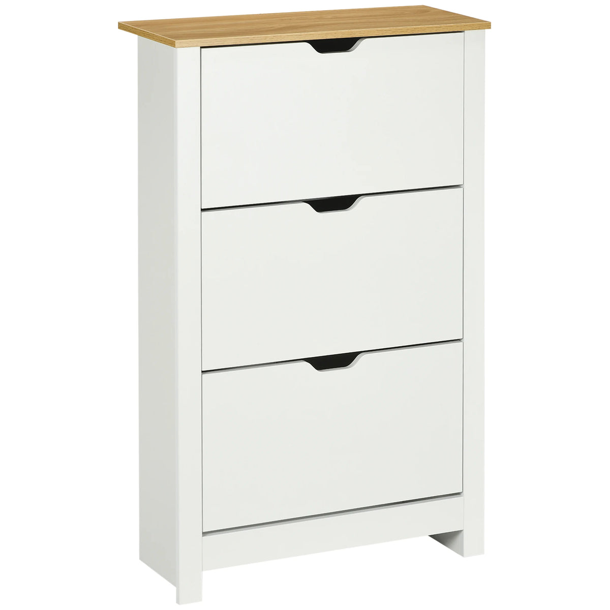 Shoe Storage Cabinet with 3 Flip Drawers, Holds 18 Pairs, 72 x 26 x 112 cm, White