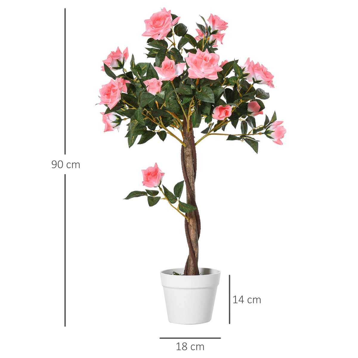 Set of 2 90cm Artificial Rose Trees, Fake Decorative Plants
