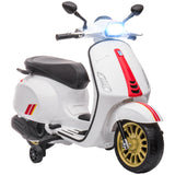 12V Kids Electric Scooter Ride On with Training Wheels Lights Music and FM Radio Ages 3-6