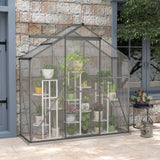 6 x 2.5ft Polycarbonate Walk-In Greenhouse with Sliding Door, 5-Level Window and Aluminium Frame