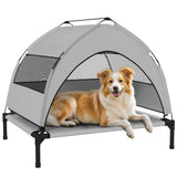 Portable Elevated Dog Bed with Removable Three-Sided Canopy Breathable Mesh and Storage Bag for Indoor and Outdoor Use