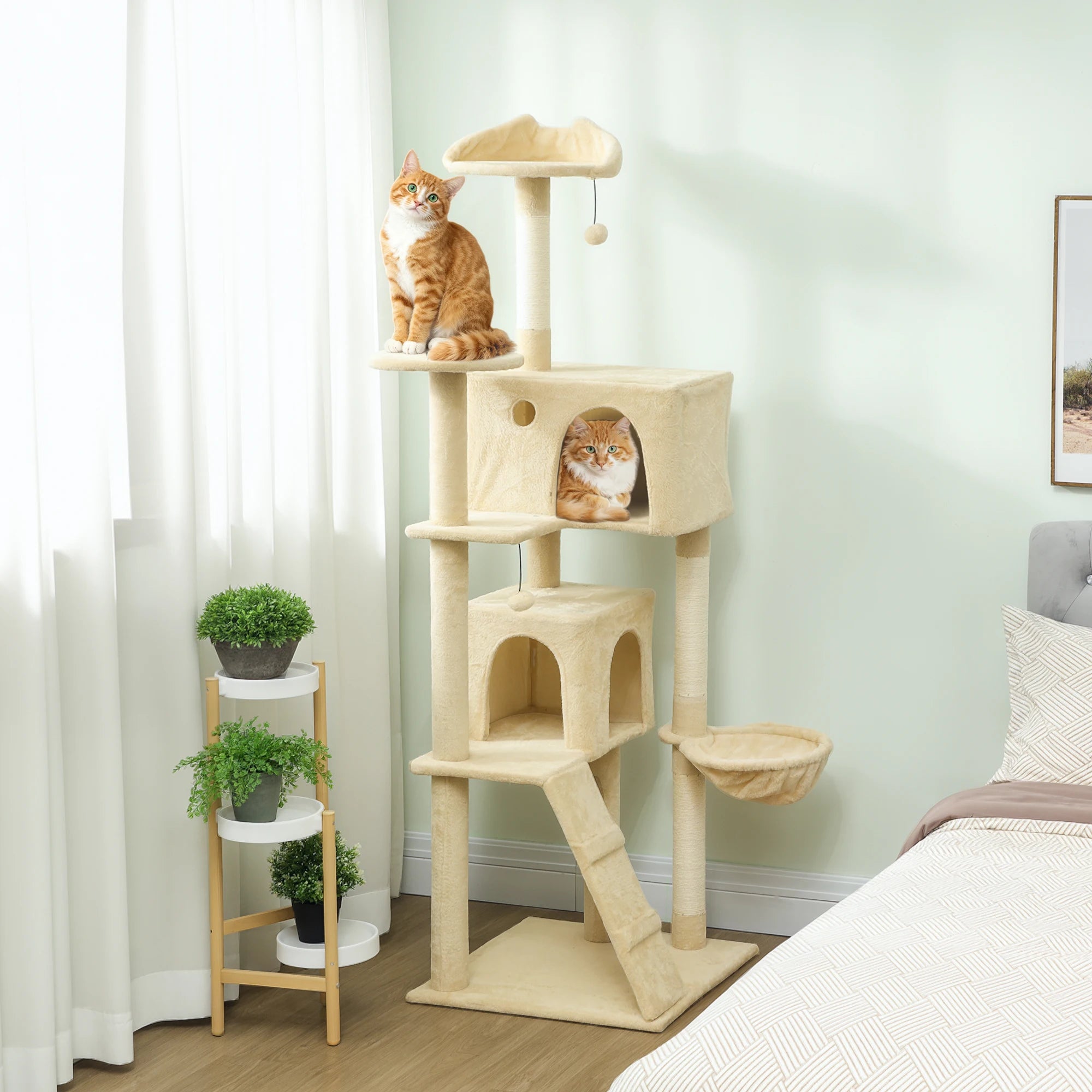 PawHut 180cm Cat Tree Tower Sisal Scratching Posts Condos Hammock Multi Level