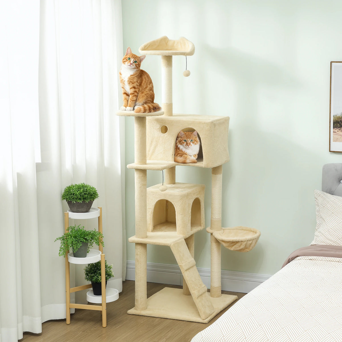 PawHut 180cm Cat Tree Tower Sisal Scratching Posts Condos Hammock Multi Level