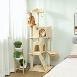 PawHut 180cm Cat Tree Tower Sisal Scratching Posts Condos Hammock Multi Level