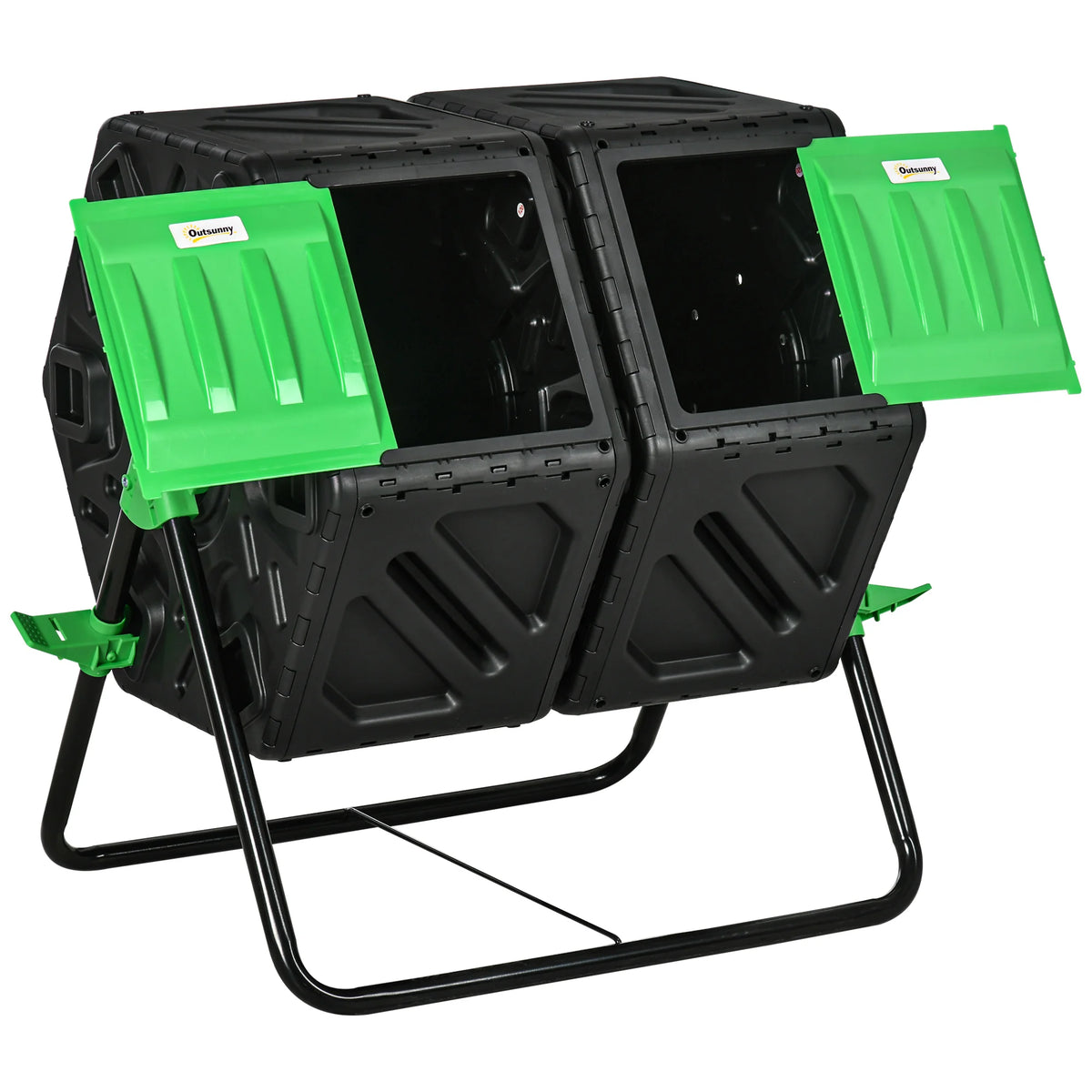 Dual Chamber Rotating Composter, 130L Compost Bin with Ventilation Openings