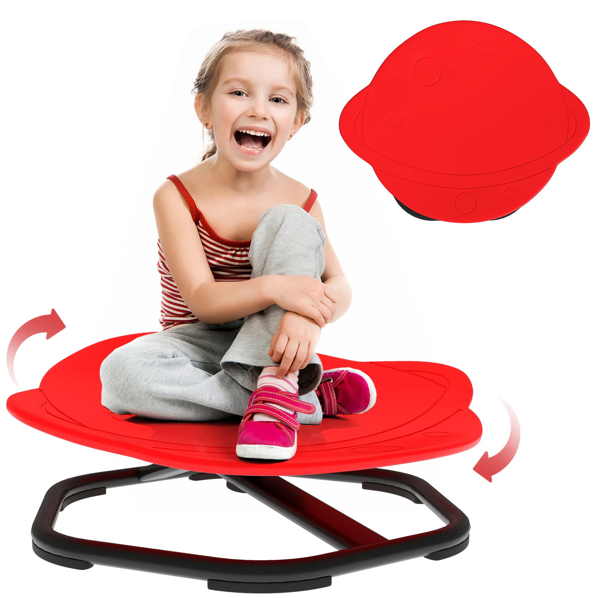 Planet Shaped Kids Swivel Chair 360 Degree Sensory Spinning Chair Steel Frame Anti Slip Base 50kg