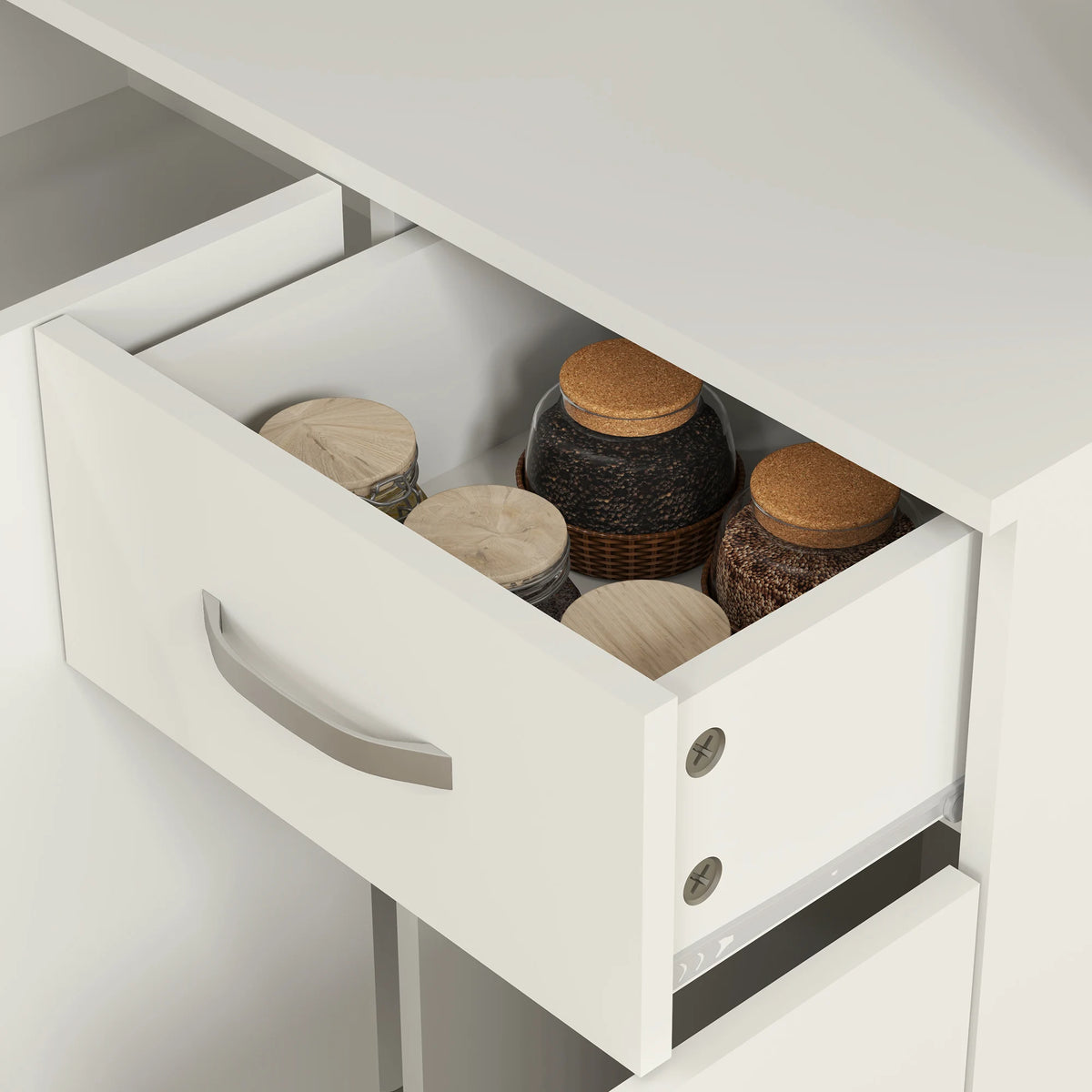 Freestanding Kitchen Cupboard with Adjustable Shelves and Drawer, 101 x 39 x 180 cm, Cream White