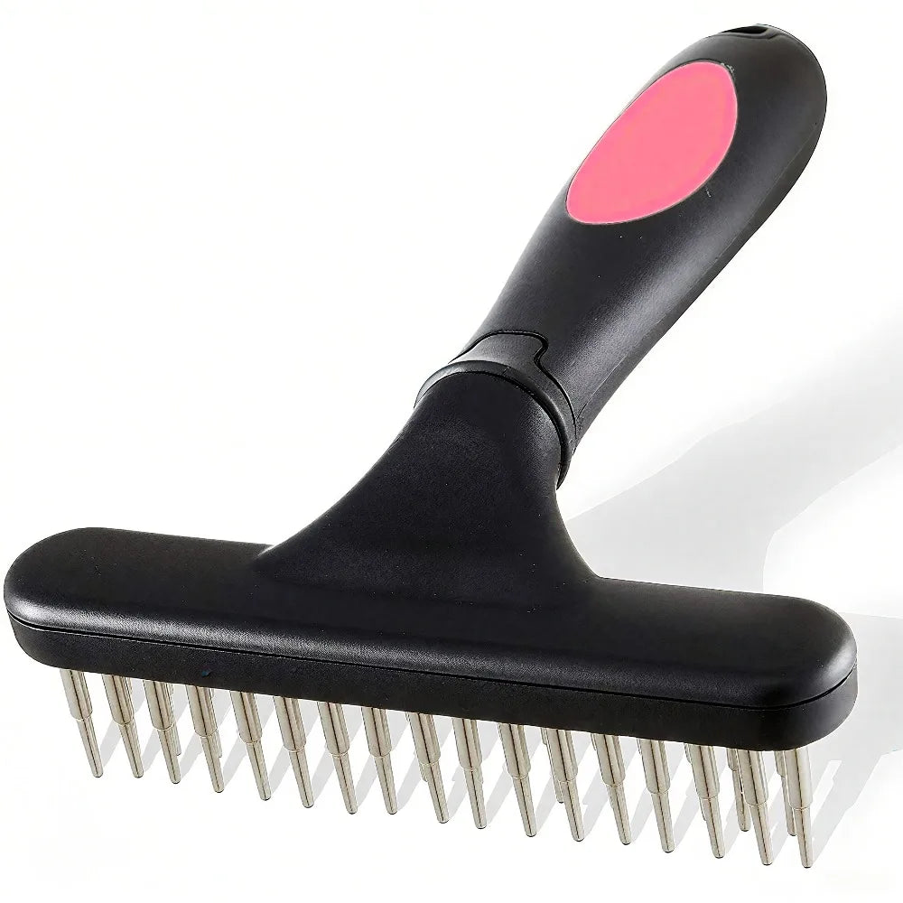 Stainless Steel Deshedding Brush Ergonomic Handle Dog Cat Comb for Long Short Hair Pet Grooming