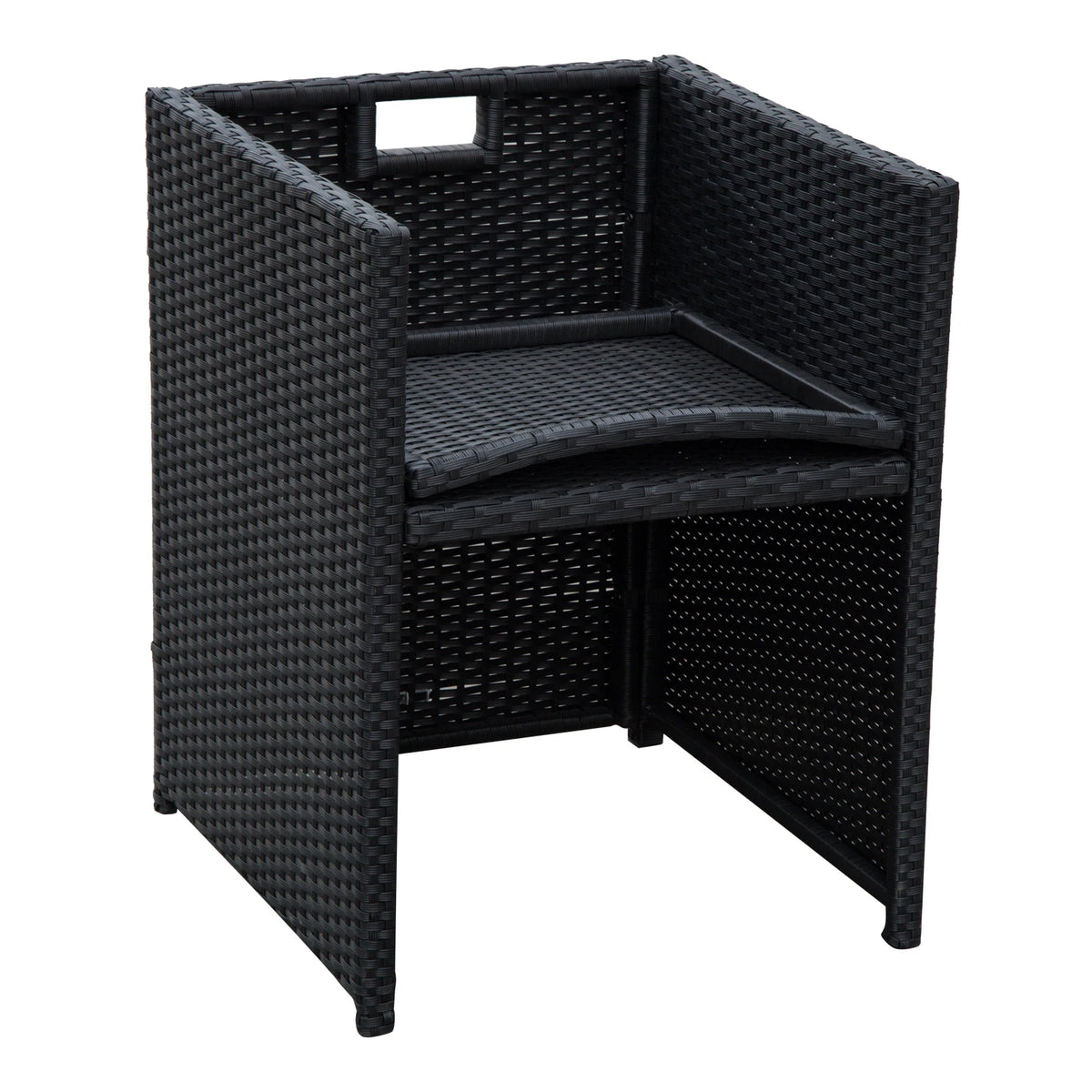 2 Seater Rattan Cube Garden Furniture Set, Rattan Set with Cushions, Outdoor Table and Chairs with 2 Armchairs