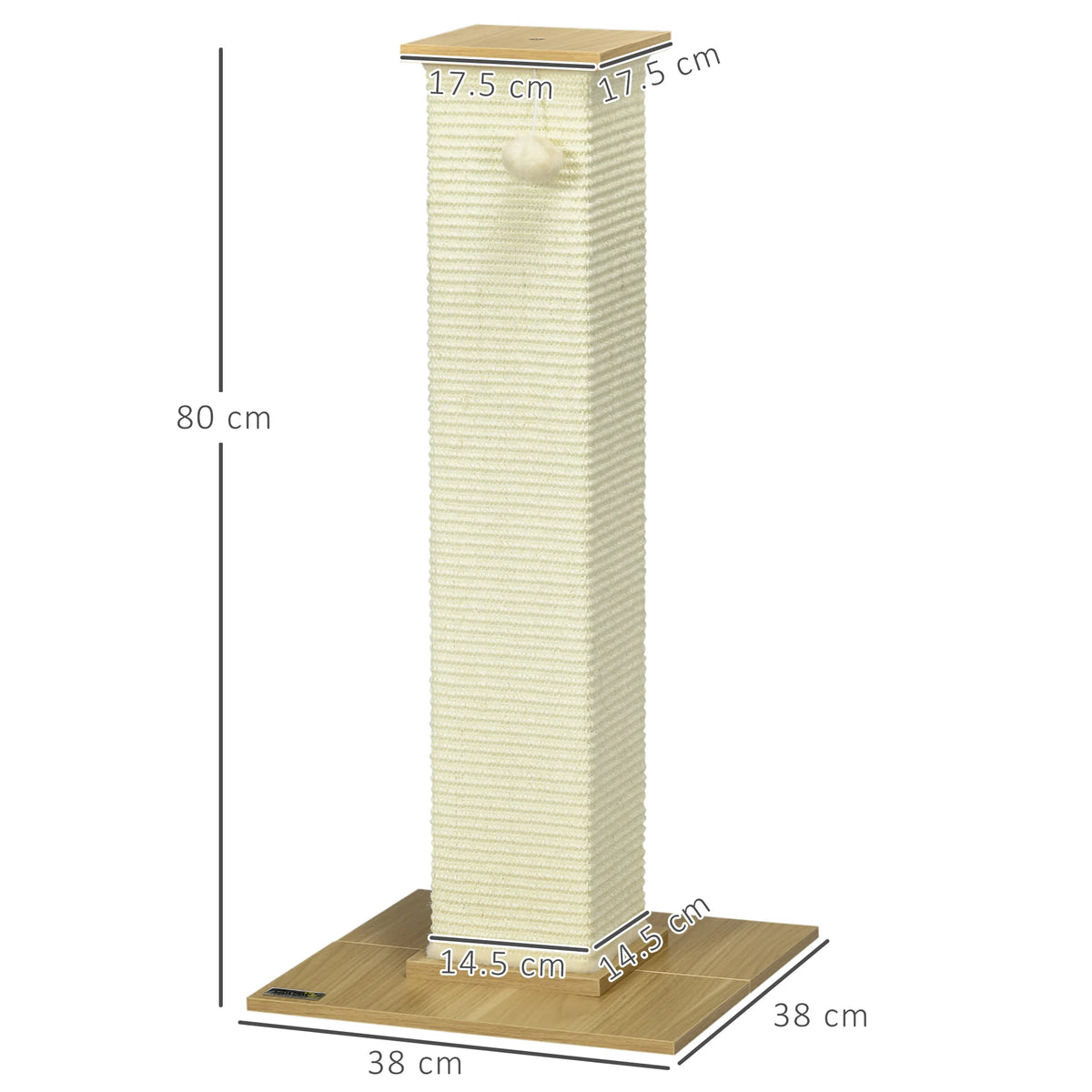 80cm Sisal Rope Scratching Post, Cat Scratching Post - White