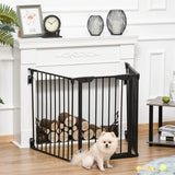 3 Panel Pet Safety Gate Playpen Metal Fence with Walk Through Door Auto Close and Flexible Shape Configuration