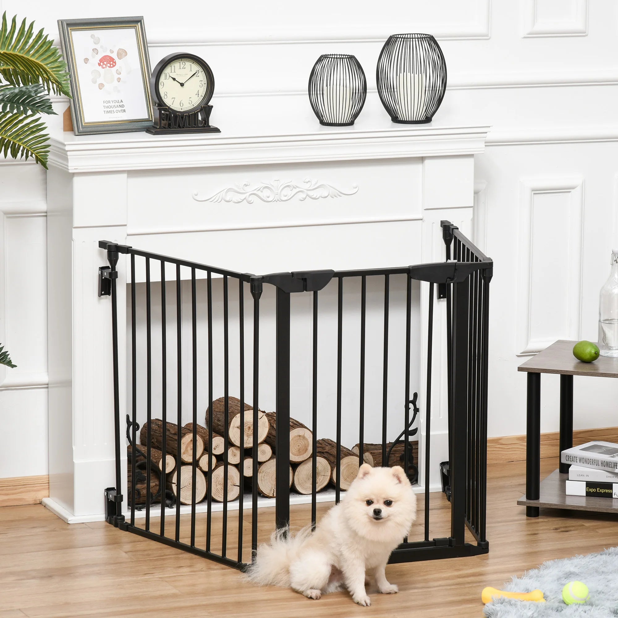 3 Panel Pet Safety Gate Playpen Metal Fence with Walk Through Door Auto Close and Flexible Shape Configuration