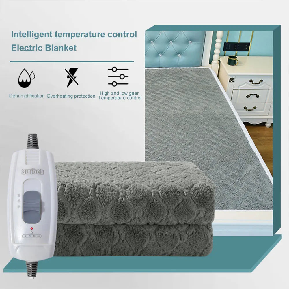 Plush Velvet Electric Blanket, Portable Heated Throw for Home and Office