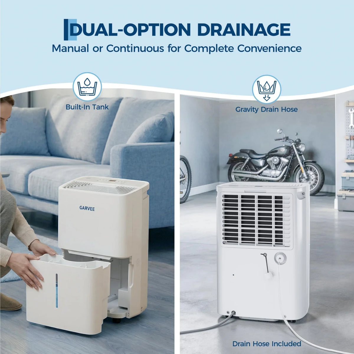 20L Per Day Dehumidifier 5.5L Tank Continuous Drain 40dB Quiet 24hr Timer for Bedroom Basement Bathroom 3000 sq ft