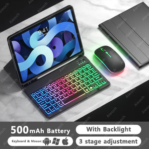 AIEACH Ipad Case Keyboard for Pro 13 M4, 12.9 3-6Th, 11 1-4Th, Air 13/11 M2/M3, Air(4-5Th), Ipad 7-10Th, Backlight Pencil Holder