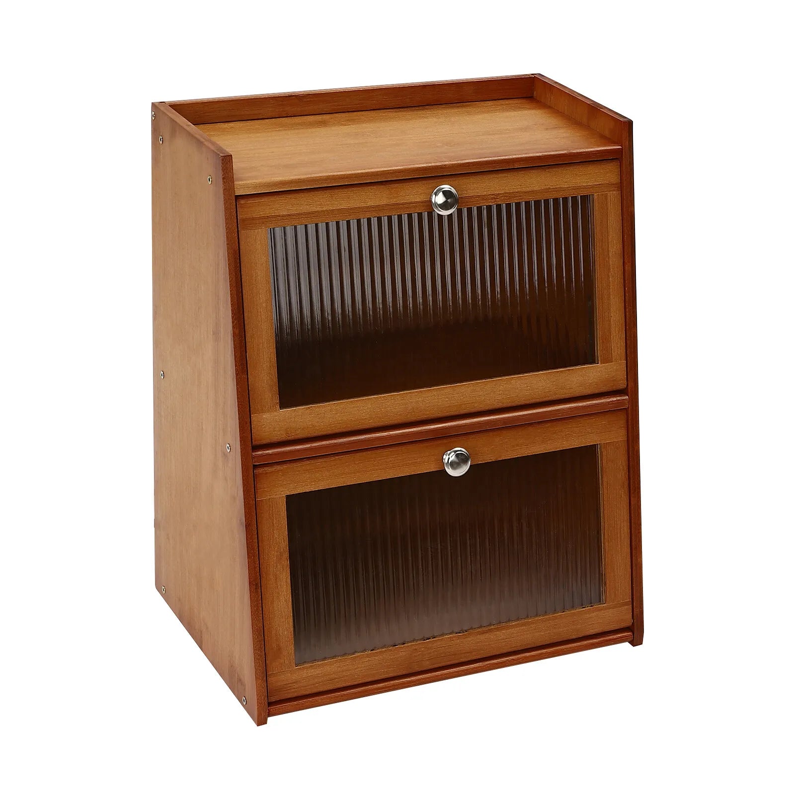 Bamboo Tabletop Storage Cabinet with Flap Door | 40x28x50cm Multi-Use Sideboard for Kitchen Bedroom Home