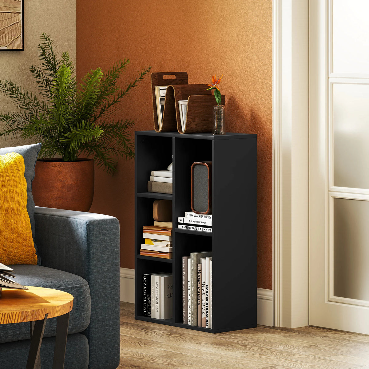 2-Tier Cube Bookcase, Freestanding Storage Shelf Unit