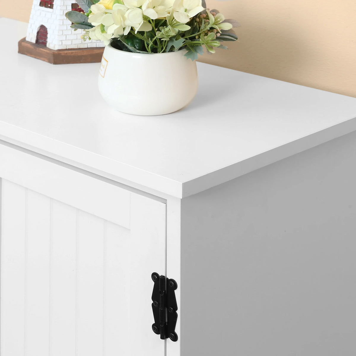 Accent Floor Storage Cabinet, Kitchen Cupboard with 2 Large Doors, White