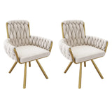 Beige Velvet Swivel Dining Chair with Armrests and Metal Legs | Set of 2 4 or 6 Luxury Leisure Chairs