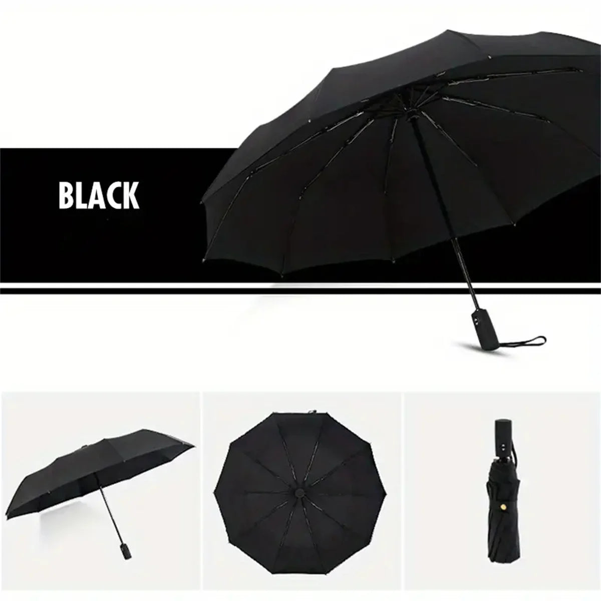 Double-Layer Windproof Automatic Umbrella, 10-Rib Large Folding Umbrella