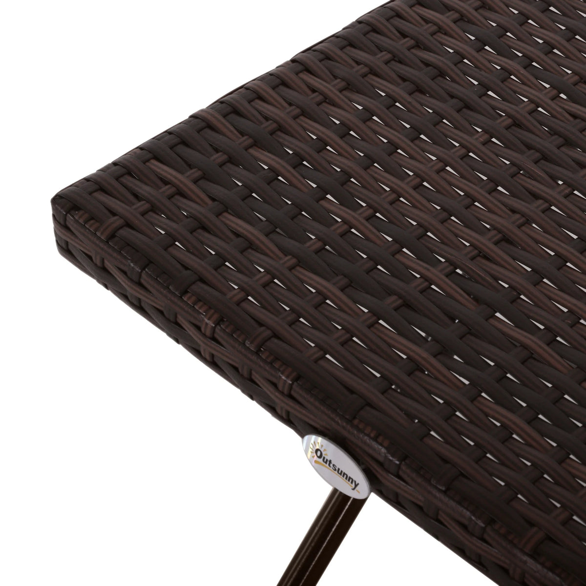 Garden Small Folding Square Rattan Coffee Table, Bistro Balcony Outdoor Wicker Side Table, 40H x 40L x 40W cm, Brown