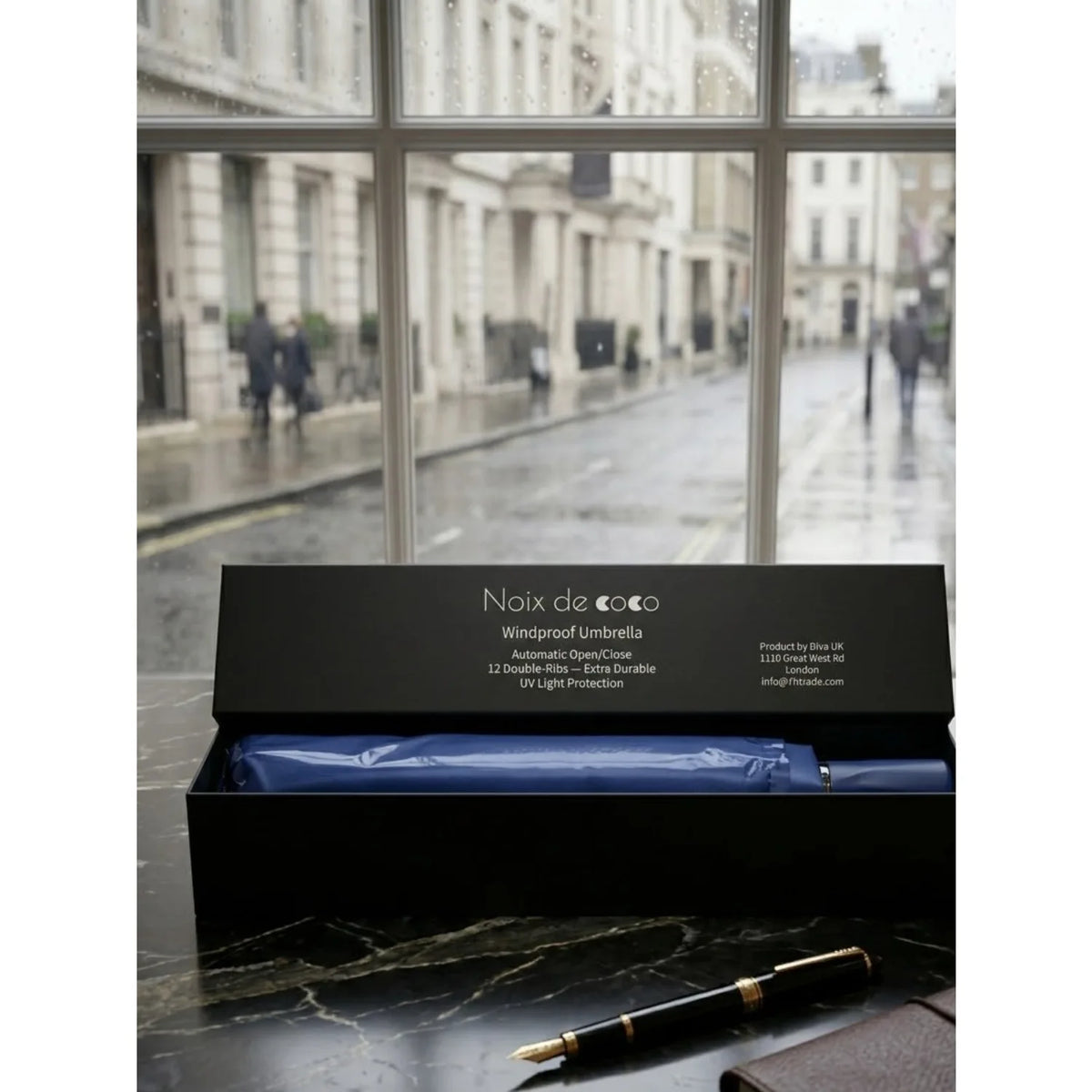 Windproof Automatic Folding Umbrella with Gift Box, 12 Double Ribs
