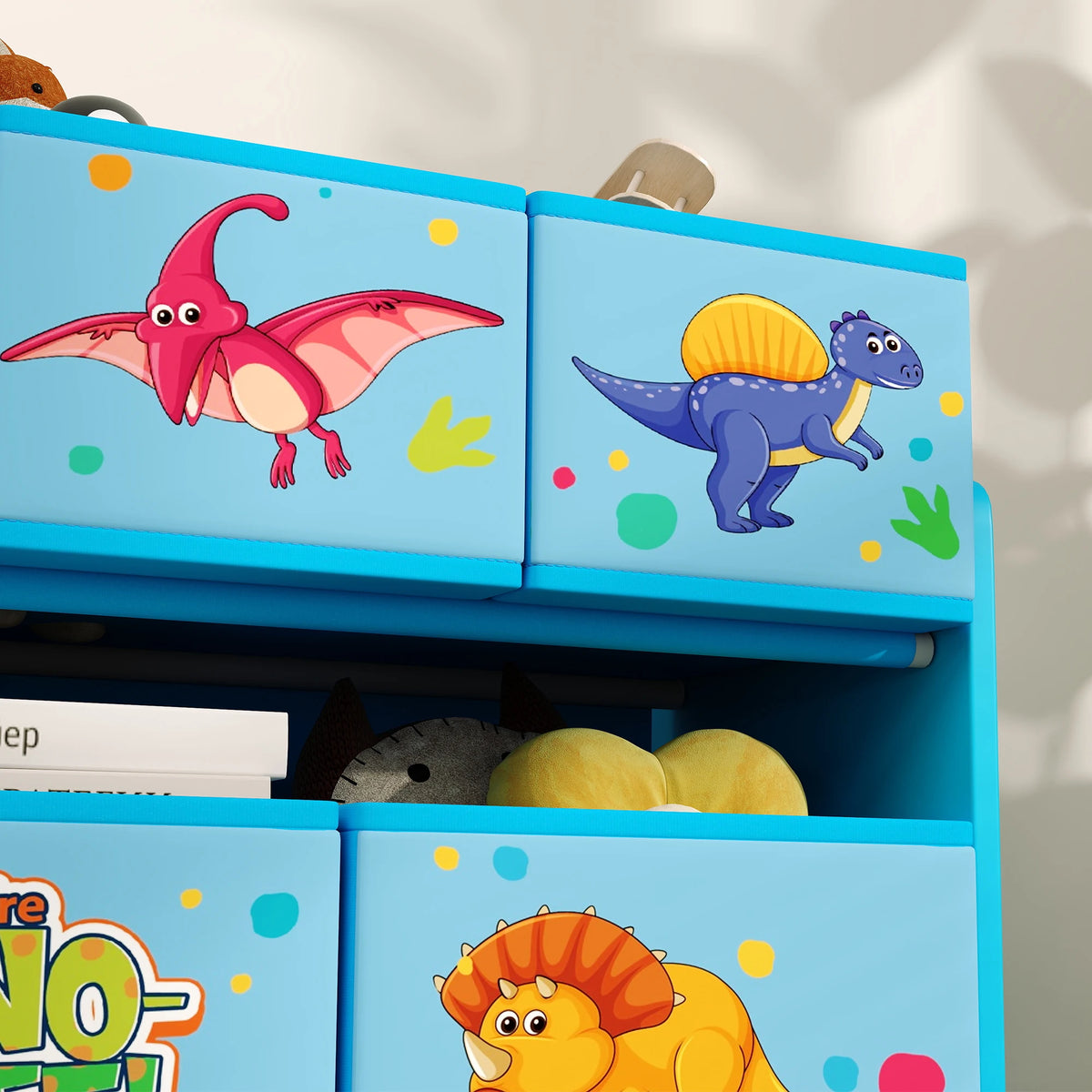 Kids Storage Unit, 3-Tier Toy Organiser Shelf with 9 Storage Boxes, Blue
