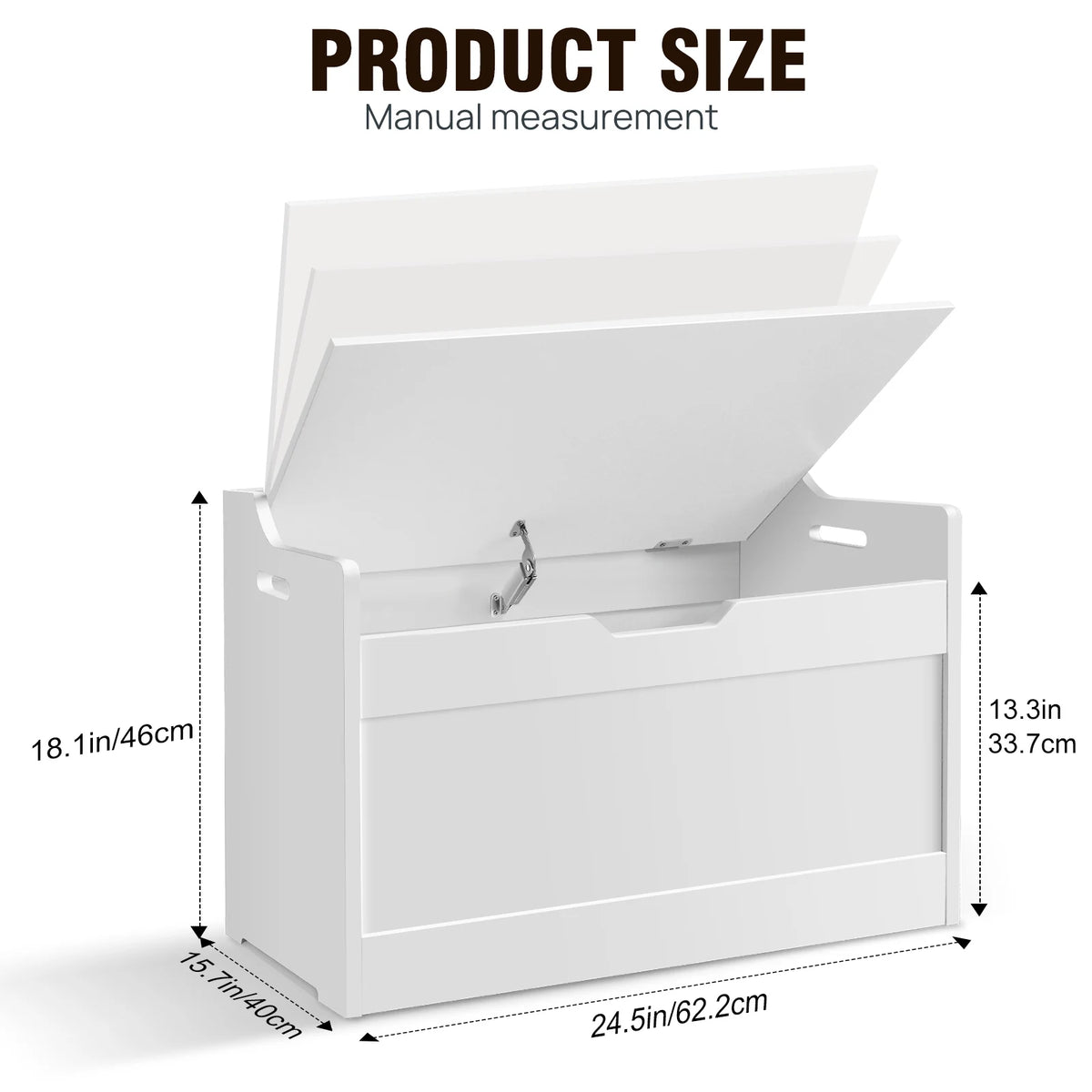 Wooden Storage Box and Bench 40x62.2x46cm 2 in 1 Toy and Blanket Chest MDF Safety Hinge U Shaped Cutout