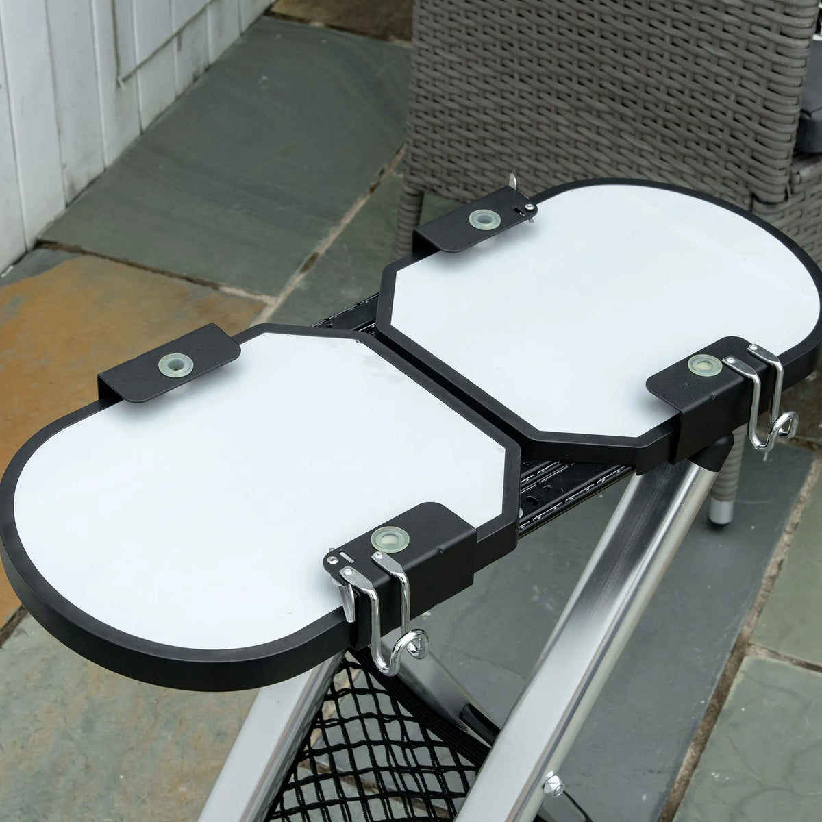 Foldable 2 Burner Gas BBQ Grill Trolley with Side Shelves Mesh Pocket Thermometer and Wheels