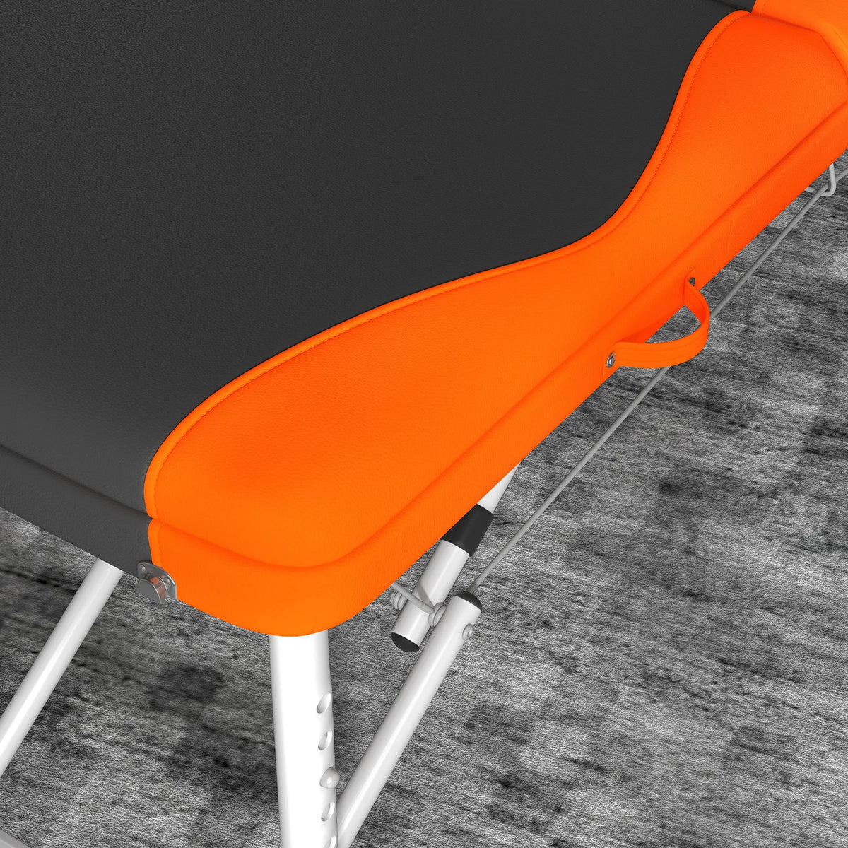 Folding Massage Table with Aluminium Frame, Headrest and Armrests, Black and Orange