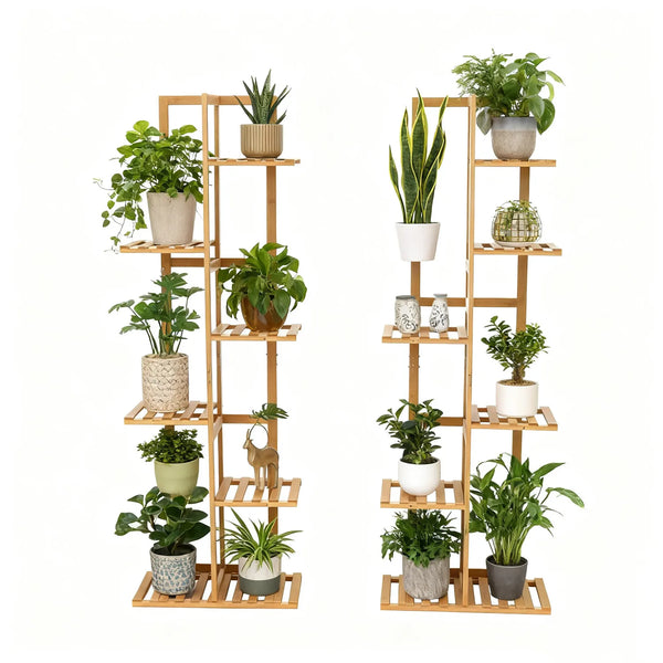 Tall Bamboo Plant Stand Flower Display Rack 5 or 6 Tier Indoor Outdoor Garden Storage Home Decor