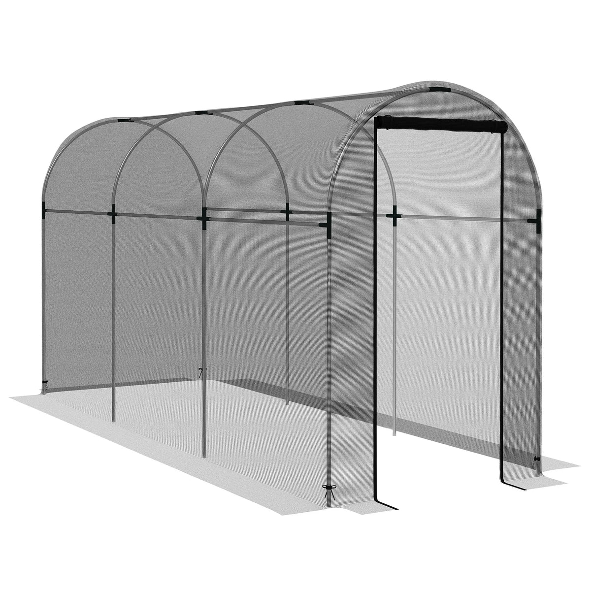 Fruit Cage 120x360x188cm Galvanised Steel Frame with Tear Resistant Mesh and Zipped Roll Up Door Black
