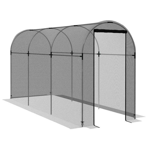 Fruit Cage 120x360x188cm Galvanised Steel Frame with Tear Resistant Mesh and Zipped Roll Up Door Black