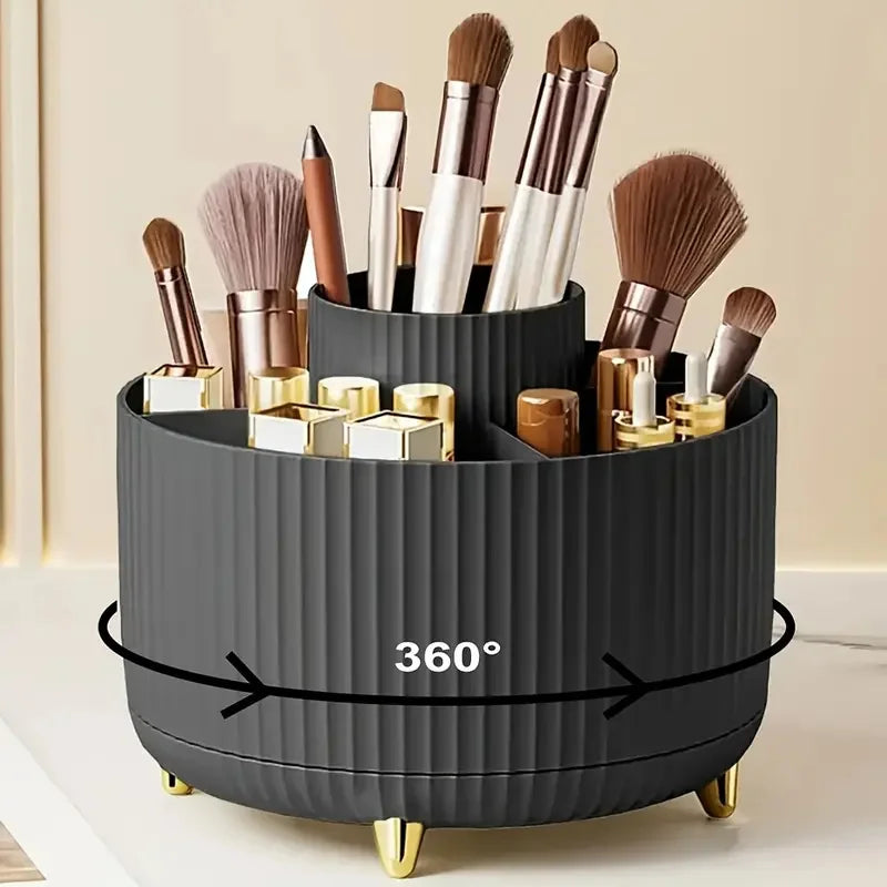 RONSLORE 360° Rotating Makeup Brush Holder | 5-Slot Desktop Organizer for Vanity & Bathroom