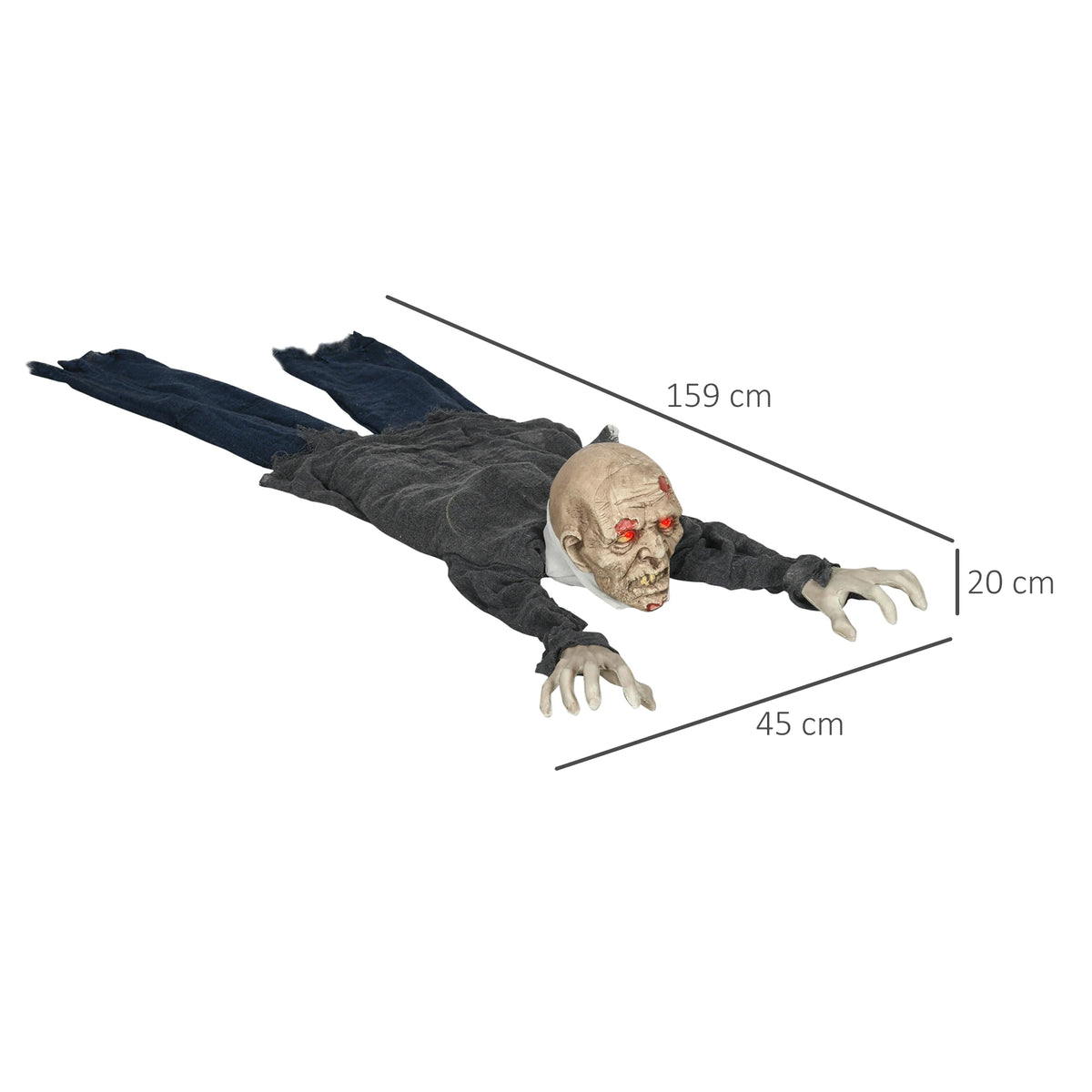 5.2ft Crawling Zombie Halloween Decoration, Sound Activated
