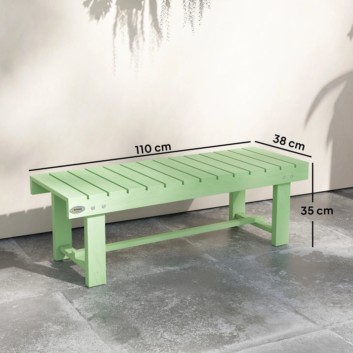Wooden Garden Bench, 2 Seater Outdoor Bench, Fir Wood Backless Patio Loveseat with Slatted Seat for Park