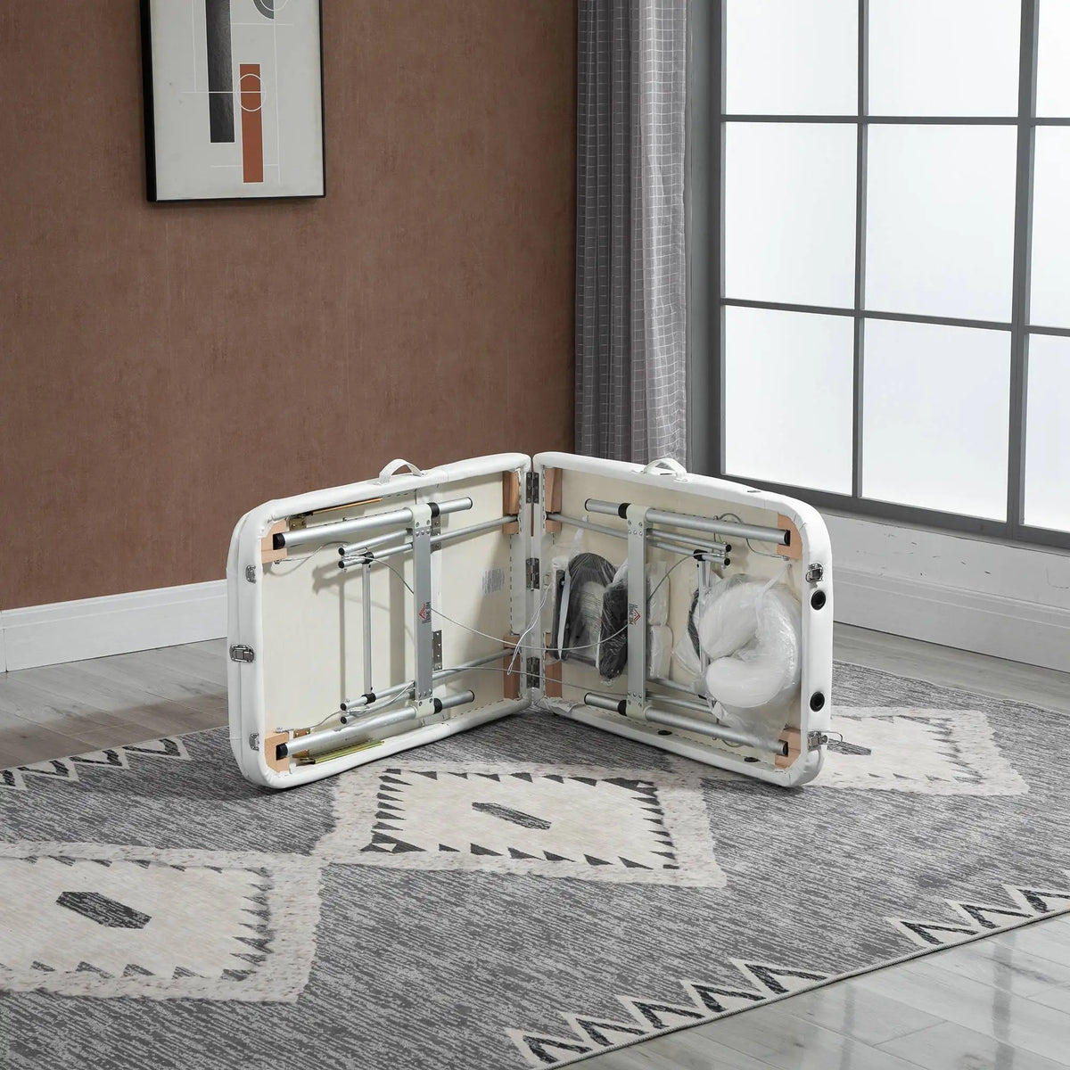 Portable PVC Massage Table Beauty Therapy Couch Bed Spa Aluminium White
