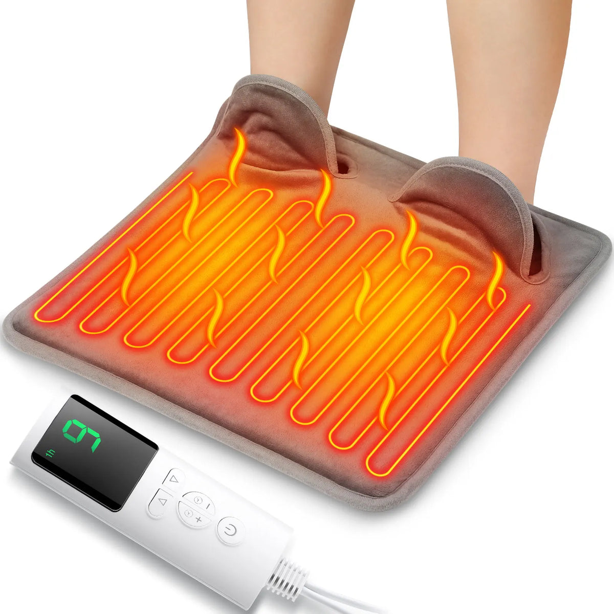 Electric Foot Warmer Pad, Washable Heated Foot Mat with 9 Heat Settings