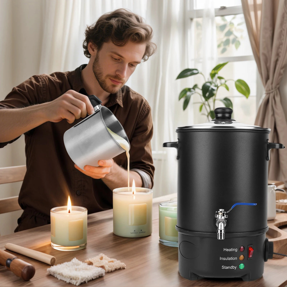 6L Electric Wax Melting Pot with Pouring Spout for Candle and Soap Making
