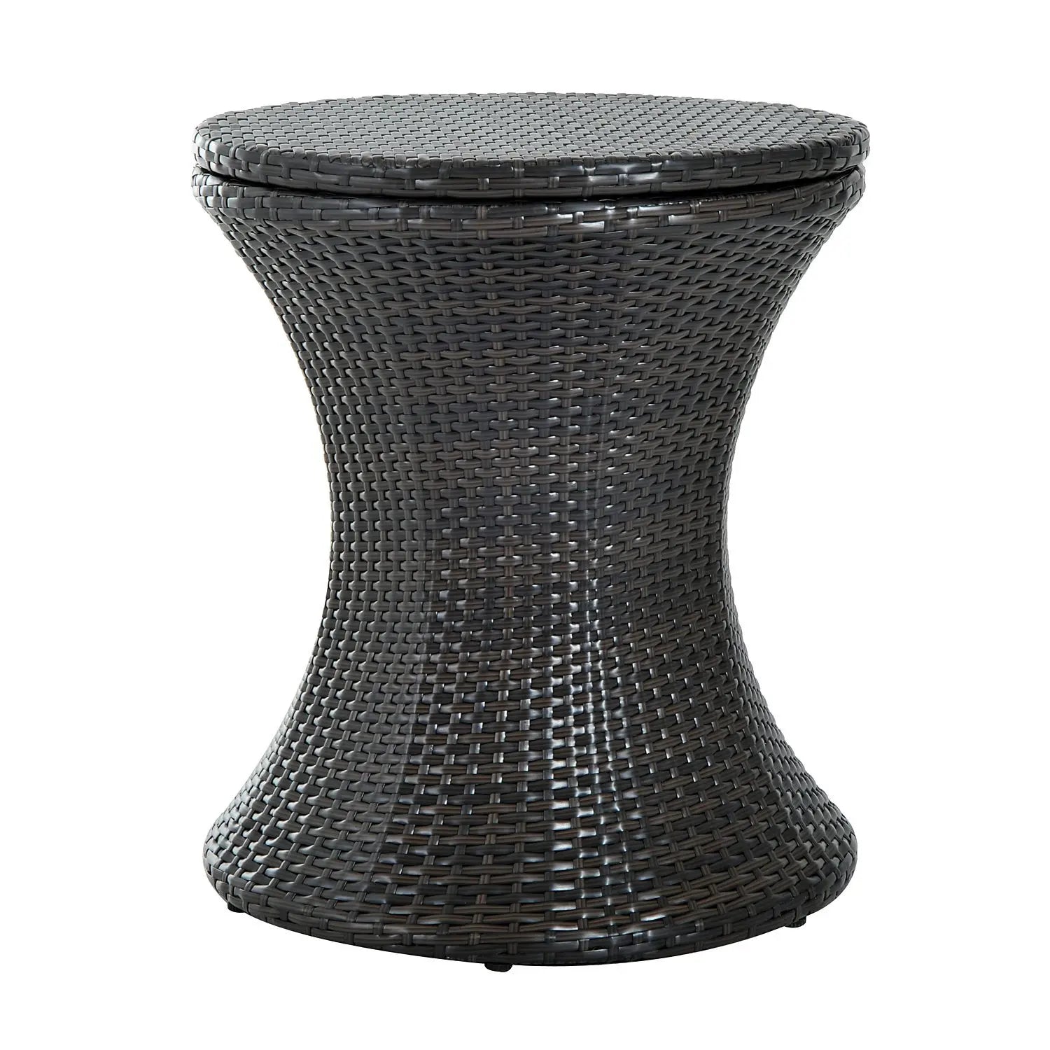 Rattan Outdoor Ice Bucket Bar Table 3-in-1 Drinks Cooler and Cocktail Table for Garden Party Patio BBQ Brown