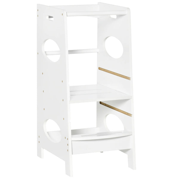 Toddler Step Stool Kids Adjustable Standing Tower with Safety Rail for Kitchen Counter