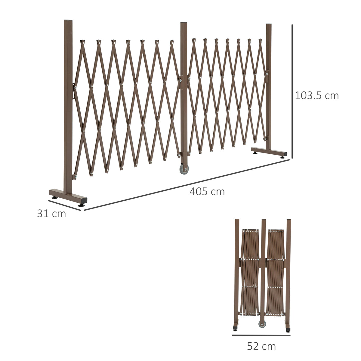 Expanding Fence Panel, Freestanding Aluminium Alloy Trellis Fence with Movable Scissor Grid and Wheel