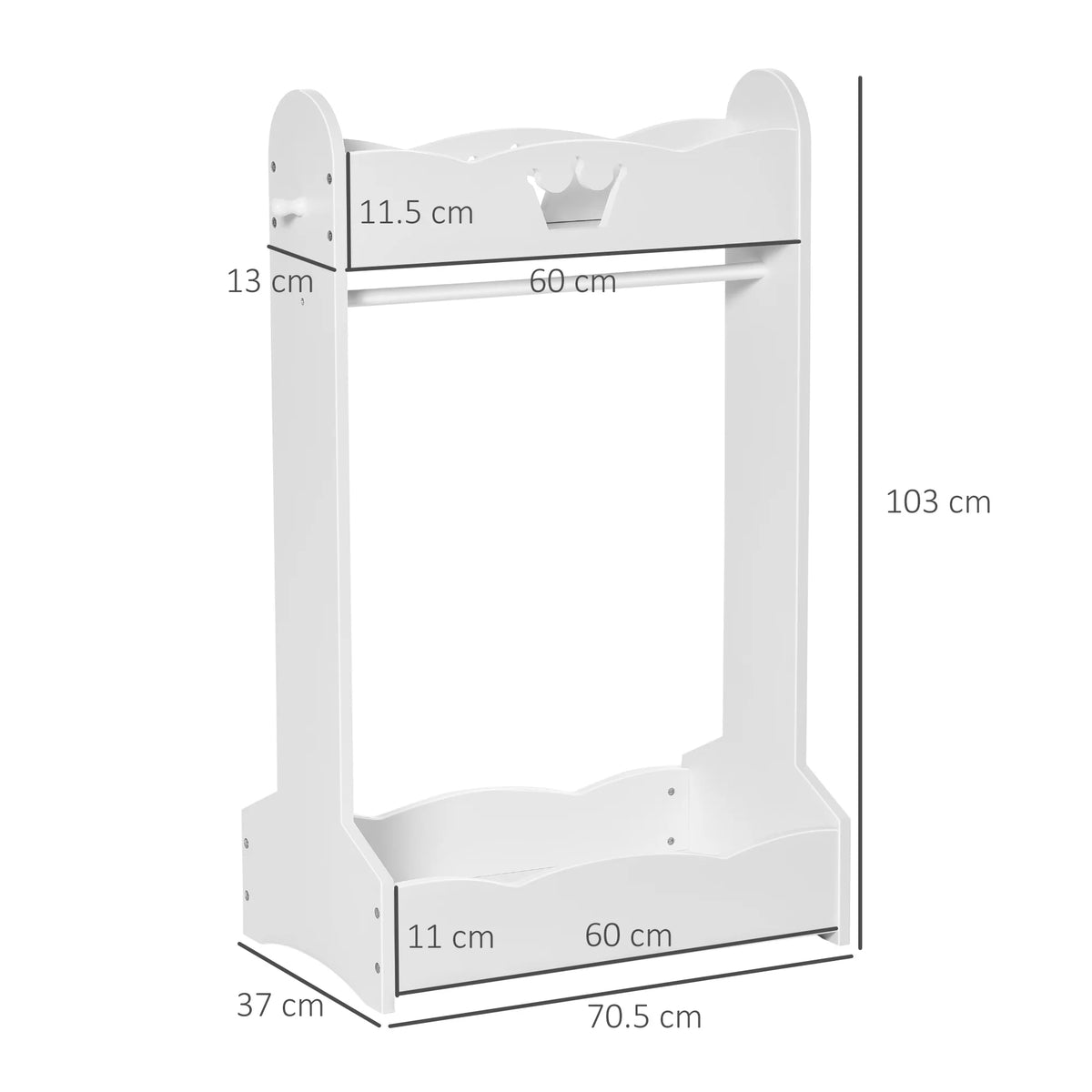 Kids Wooden Clothes Rack with Storage Shelves, Freestanding Hall Tree, White