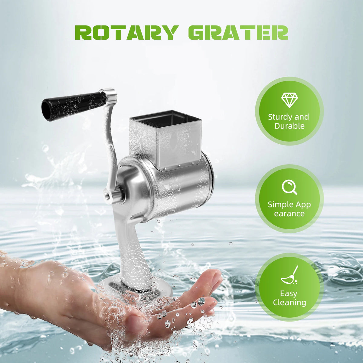 Rotary Cheese Grater with 5 Blades Manual Vegetable Slicer Nut Grinder Kitchen Tool