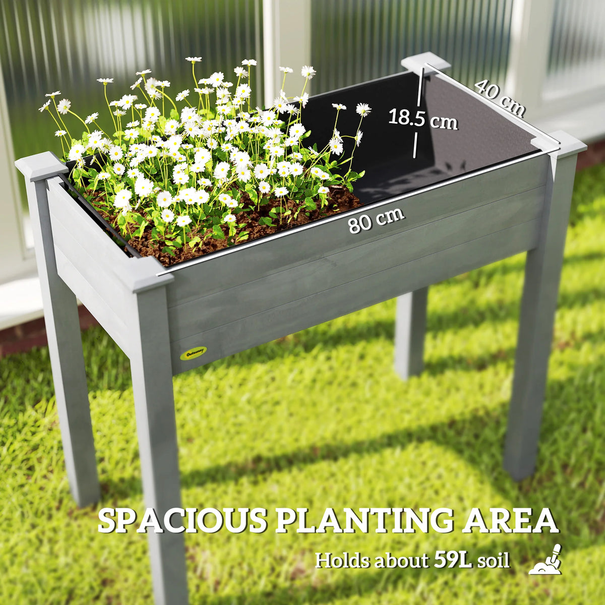 Raised Bed for Garden, Wooden Elevated Planter Box with Bed Liner, for Flower Vegetable Herb