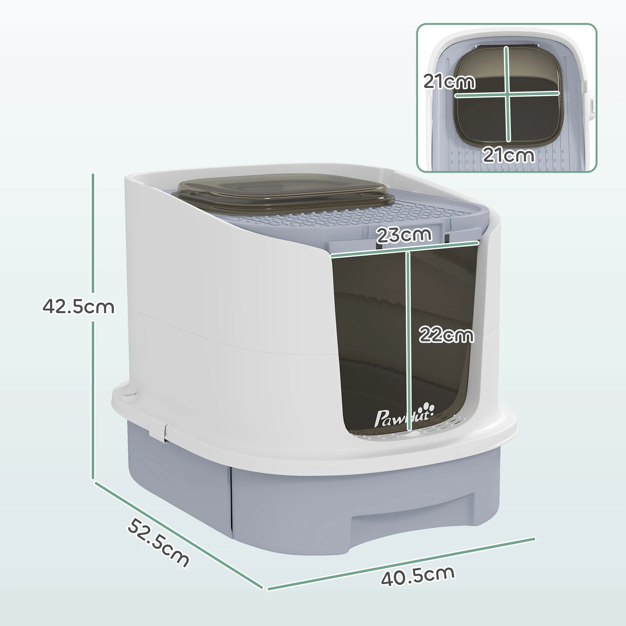 Hooded Cat Litter Box with Lid Top Exit Pull-Out Drawer Two Deodorisation Bags and Scoop for Cats under 5kg
