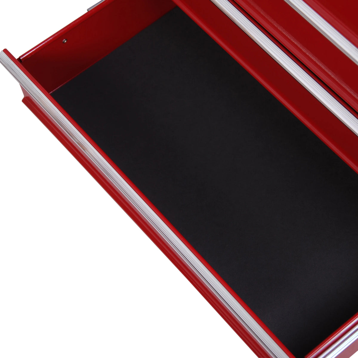 Tool Trolley with 5 Drawers Powder Coated Steel Chest on 4 Wheels 2 Brakes Top Lock and EVA Mats Red